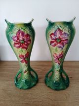 Vases art nouveau barbotine 1900 (la paire)