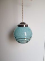 Globe opaline de Clichy grande taille bleu moucheté