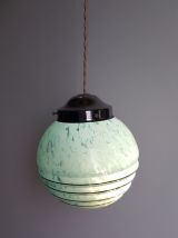 Globe opaline de Clichy grande taille bleu moucheté