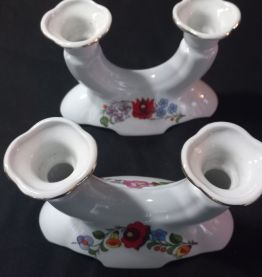 jolie paire de bougeoir En Porcelaine Hongroise