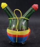 Ancien huilier vinaigrier scoubidou 