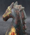 Tête de cheval bois et laiton ancienne