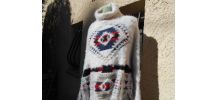 PONCHO BLANC MILLENIUM NEUF AZTEQUE STYLE VANESSA BRUNO T UN