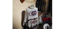 PONCHO BLANC MILLENIUM NEUF AZTEQUE STYLE VANESSA BRUNO T UN
