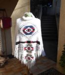 PONCHO BLANC MILLENIUM NEUF AZTEQUE STYLE VANESSA BRUNO T UN