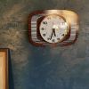 Horloge formica vintage pendule silencieuse "Vedette bois" 