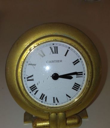 Horloge de bureau de voyage  Cartier plaqué Or 
