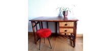 Bureau rotin et bambou 1970 style Maugrion