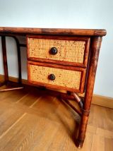 Bureau rotin et bambou 1970 style Maugrion