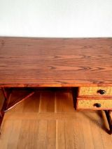 Bureau rotin et bambou 1970 style Maugrion