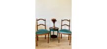 Paire de chaise style Napoleon III avec guéridon en bois