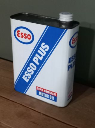 Bidon d'huile tôle (Vide) vintage ESSO PLUS