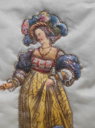 TAPISSERIE ANCIENNE VINTAGE ROSEL DAME MERVEILLEUX 