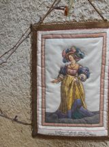 TAPISSERIE ANCIENNE VINTAGE ROSEL DAME MERVEILLEUX 