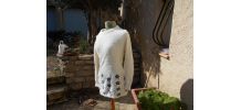 ROBE PULL BLANC FLEURS GRIS T 38-40 QUASI NEUF STYLE VANESSA