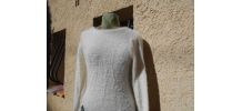ROBE PULL BLANC FLEURS GRIS T 38-40 QUASI NEUF STYLE VANESSA