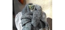 ECHARPE GRIS LAINE ALPAGA STYLE VANESSA BRUNO TBE
