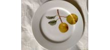 5 assiettes à dessert peintes à la main décor "fruits"