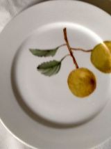 5 assiettes à dessert peintes à la main décor "fruits"