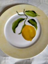 5 assiettes à dessert peintes à la main décor "fruits"