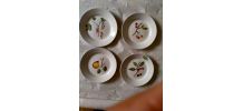 4 assiettes à dessert peintes à la main décor "fruits"