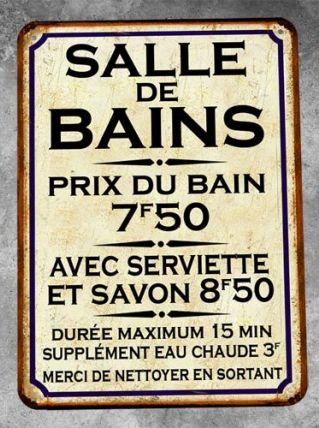Lot de 2 plaques en métal, Salle de bain et toilettes