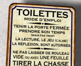 Lot de 3 plaques en métal, Salle de bain et toilettes et Lic