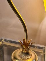 lampe acier doré  ,avec tulipe pate de verre jaune marbré an