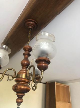 lustre 3 branches avec verres 
