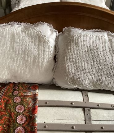 2 coussins décoration coton blanc
