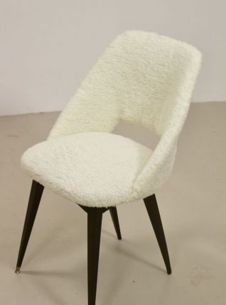 Chaise année 1970 Entièrement restaurée tissu effet fourrure