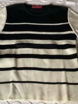 Ensemble vintage pantacourt et pull rayé 