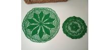 Lot de 2 napperons crochetés main, coton vert