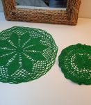Lot de 2 napperons crochetés main, coton vert