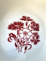 Plat vintage retro Lunéville modèle Annecy fleurs rouges