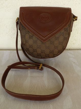 GUCCI sac vintage 70s cuir toile
