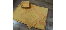 Nappe et 12 serviettes jaunes et orangé