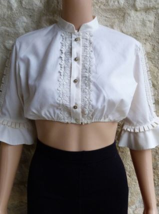 vintage 70 crop top coton écru t 36/38