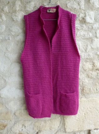 vintage 70s gilet long sans manches mohaire