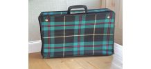 Valise vintage écossais vert 