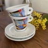 Paire grandes tasses et sous tasses café Folliet.