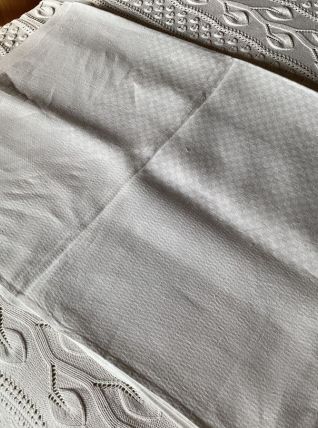Nappe vintage coton lin blanc