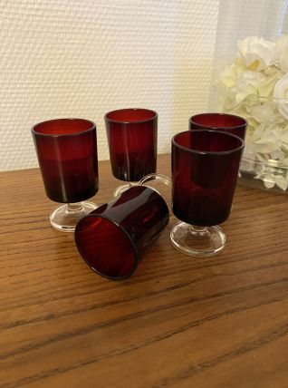 Set de 5 verres à liqueur Suède Rubis