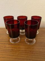 Set de 5 verres à liqueur Suède Rubis