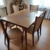 table en teck vernis  avec 2 rallonges+ 6 chaises 