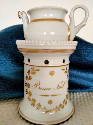 Tisanière ancienne porcelaine blanche décors dorés