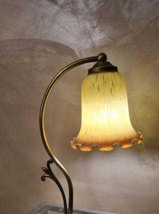 lampe  laiton style art deco avec tres jolie tulipe anglaise