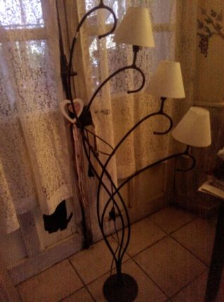 LAMPADAIRE FER FORGE 5 LAMPES