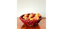Corbeille à fruits en barbotine vannerie 1960