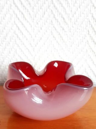 Cendrier Murano rouge opalescent 1970 